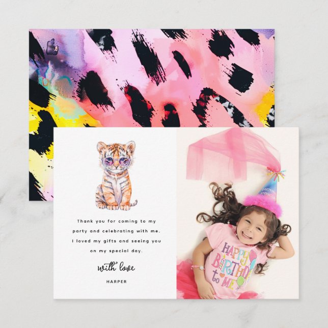 Carte De Remerciements Cute Safari Animal Photo Anniversaire (Devant / Derrière)