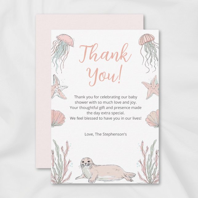 Carte De Remerciements Cute Sea You Soon Baby Shower Coastal Theme (Créateur téléchargé)