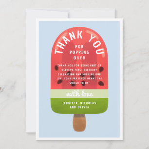 Carte De Remerciements Cute Watermelon Popsicle Premier anniversaire
