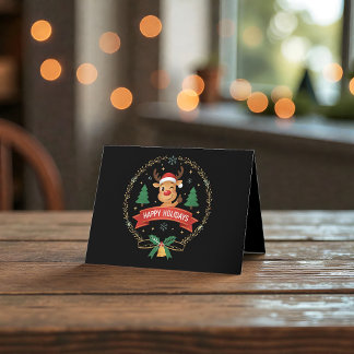 Carte De Remerciements Cute Winking Reindeer Happy Holidays Christmas Car