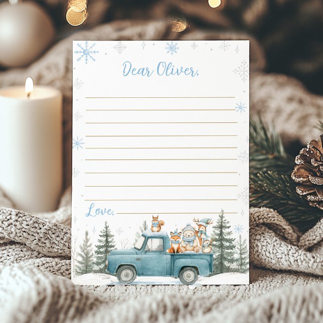 Carte De Remerciements Cute Winter Woodland Birthday Time Capsule Card (Créateur téléchargé)