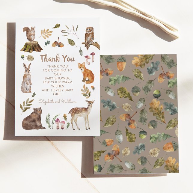 Carte De Remerciements Cute Woodland Animaux Baby showers neutres selon l (Créateur téléchargé)