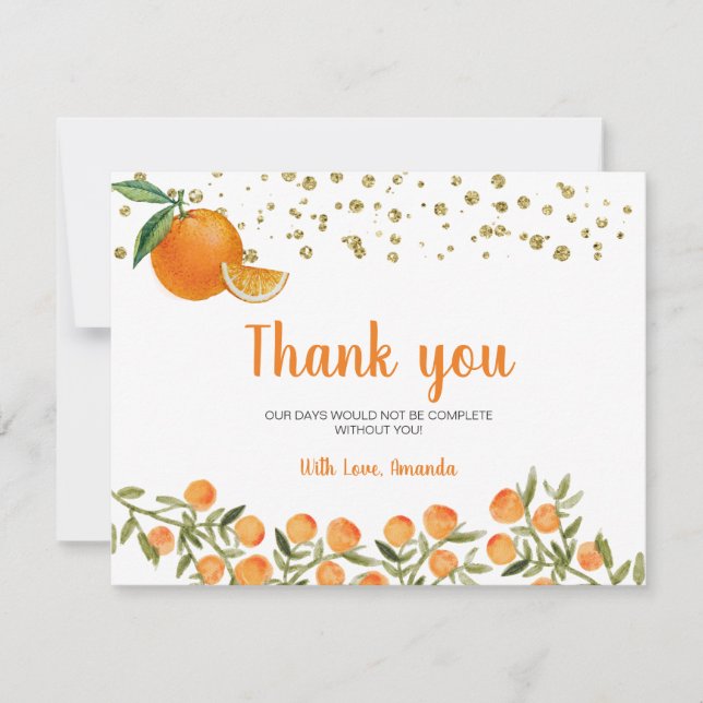 Carte De Remerciements Cutie Orange (Devant)