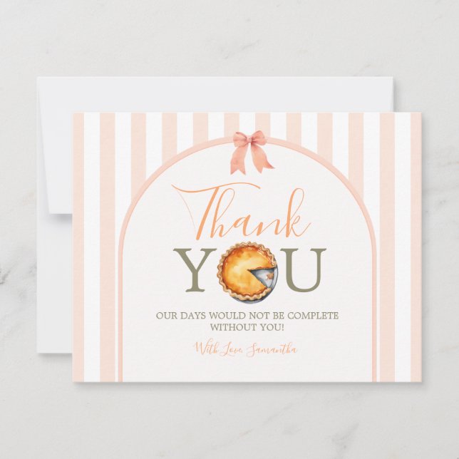 Carte De Remerciements Cutie Pie Orange En vichy 1er anniversaire (Devant)