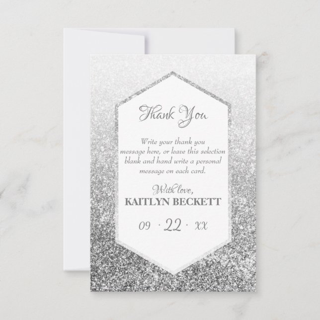Carte De Remerciements Cuties Sweet 16 Parties scintillant Argent Élégant (Devant)