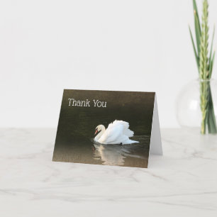 Carte De Remerciements Cygne aquarelle avec réflexion 