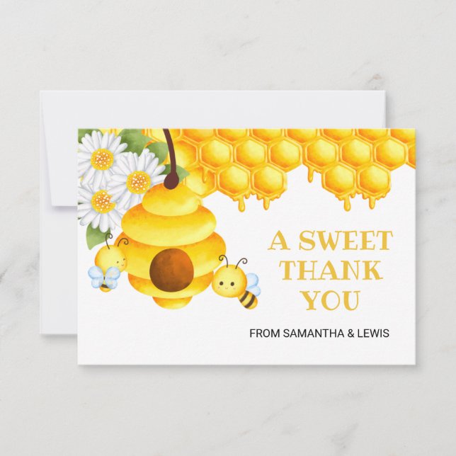 Carte de remerciements d'abeilles au miel doux (Devant)