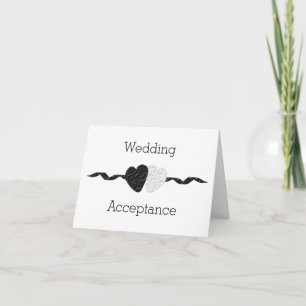 Carte de remerciements d'acceptation Mariage noir 