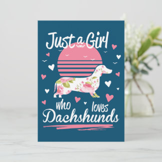 Carte De Remerciements Dachshund Design, Juste Une Fille Qui Aime Les Dac