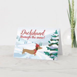 Carte De Remerciements Dachshund par la neige Salutation de Noël