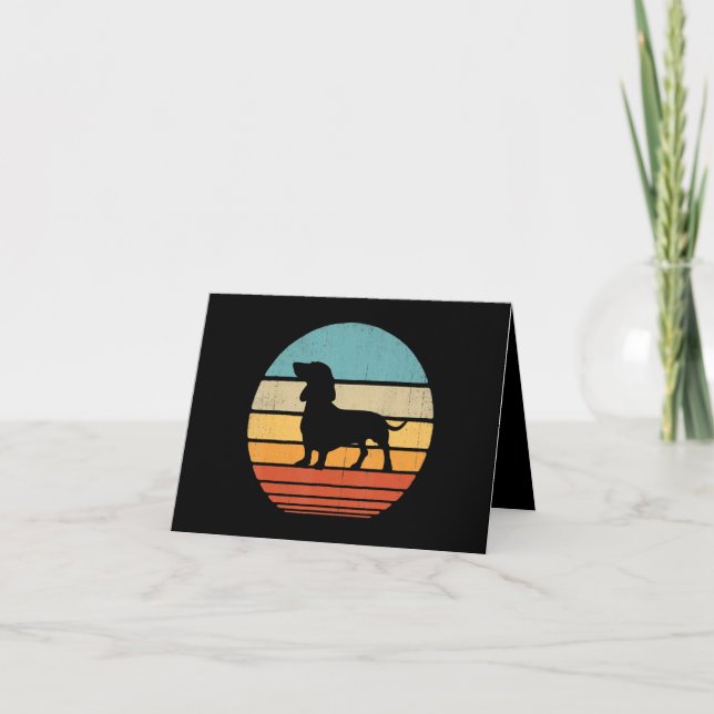 Carte De Remerciements Dachshund Silhouette 60s les années 70 Amoureux de (Devant)