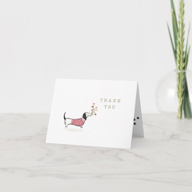 Carte de remerciements Dachshund tirée à la main (Devant)