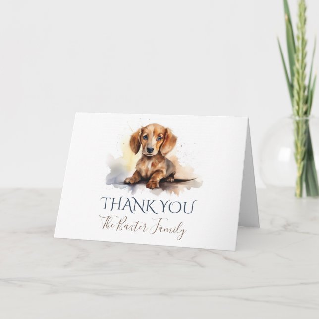 Carte de remerciements Dachshunds Aquarelle (Devant)
