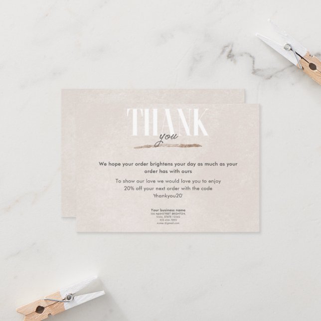 Carte de remerciements d'affaires Blush Rose Gold (Devant/Arrière en situation)