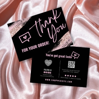 Carte de remerciements d'affaires PINK Parties sci