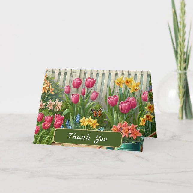Carte De Remerciements Daffodiles de tulipes à fleurs de printemps (Devant)