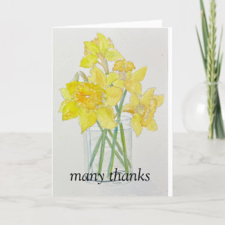 Carte De Remerciements Daffodiles fraîches cuites jaune ressort aquarelle