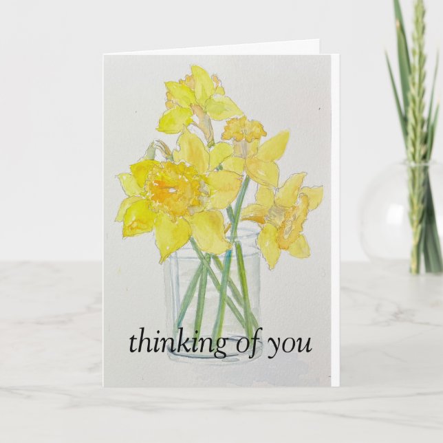 Carte De Remerciements Daffodiles fraîches cuites jaune ressort aquarelle (Devant)