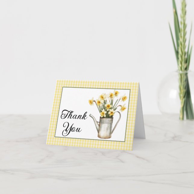 Carte De Remerciements Daffodiles Jaunes Élégantes Fleur d'eau Anniversai (Devant)
