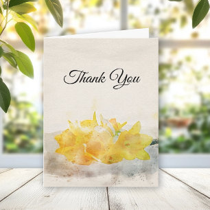 Carte De Remerciements Daffodiques jaunes Aquarelle Sympathie funéraire