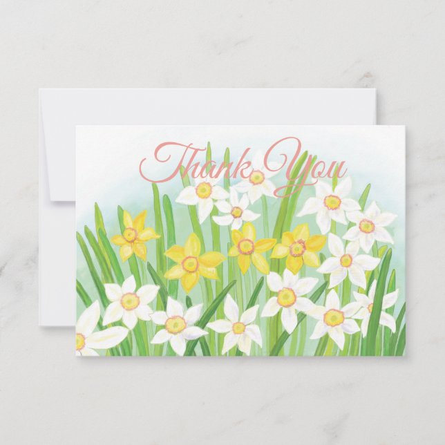 Carte De Remerciements Daffodiques jaunes et blancs (Devant)