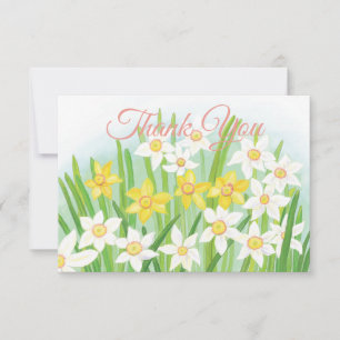 Carte De Remerciements Daffodiques jaunes et blancs