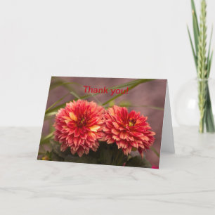 Carte De Remerciements Dahlias rouge