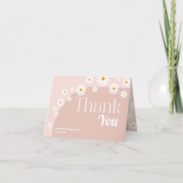 Carte De Remerciements Daisy Baby en fleur Boho Girl Baby shower (Devant)