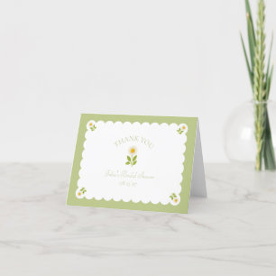 Carte De Remerciements Daisy Bridal Shower Vert Sauge Préparatoire à Dent
