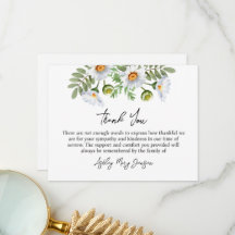 Daisy Funeral Thank You Card Bereavement