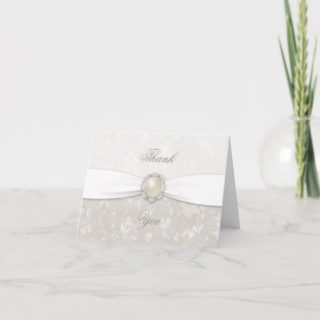 Carte De Remerciements Damask 30th Wedding Anniversary Thank You Card (Devant)