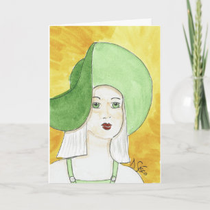 Carte De Remerciements Dame avec un Casquette vert