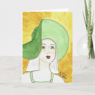 Carte De Remerciements Dame avec un Casquette vert