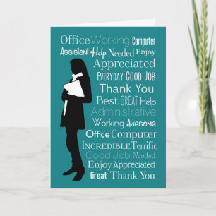Carte De Remerciements Dame Silhouette avec des mots typographiques