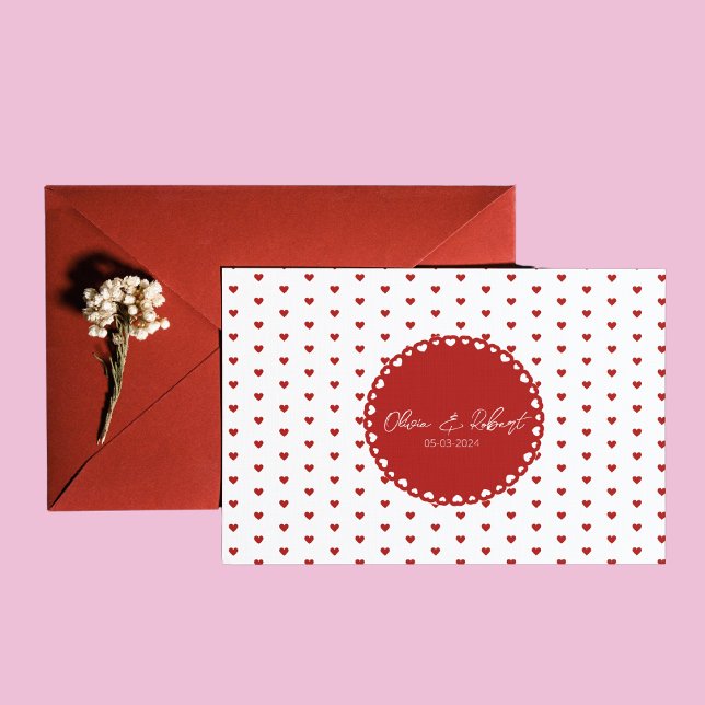 Carte de remerciements d'amour personnalisé - Coeu (Personalized Love Thank You Card - Red Hearts)