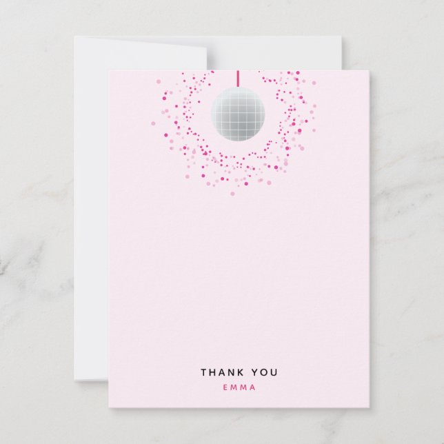 Carte De Remerciements Dance Disco Ball Party Personnalisé Rose Black Par (Devant)
