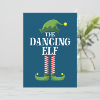 Carte De Remerciements Dancing Elf Matching Family Group Christmas Party