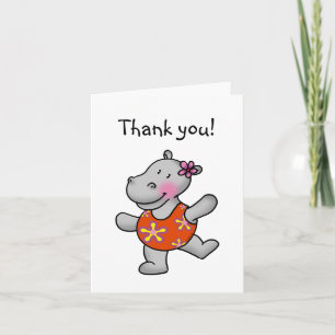 Carte De Remerciements Dancing hippo thank