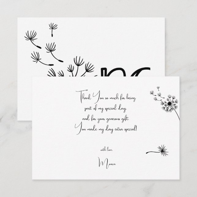 Carte De Remerciements Dandelion premier anniversaire (Devant / Derrière)