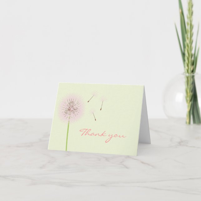 Carte de remerciements Dandelion rose (Devant)