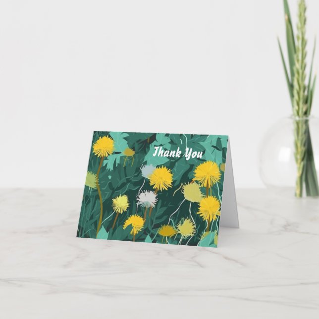 Carte De Remerciements Dandelions jaunes d'été (Devant)