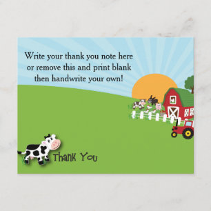 Carte de remerciements d'animal de ferme