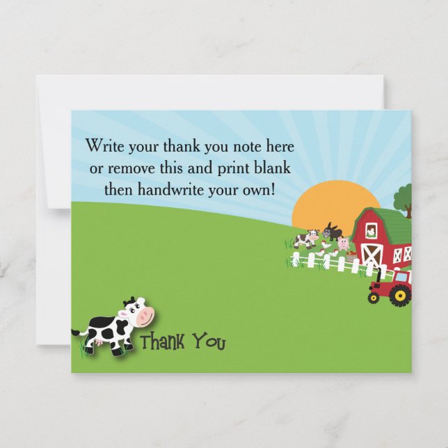 Carte de remerciements d'animal de ferme (Devant)