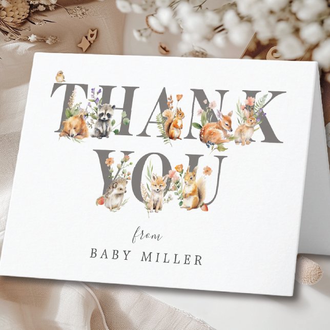 Carte de remerciements d'animaux de bois doux (Créateur téléchargé)