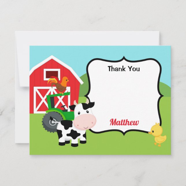 Carte de remerciements d'animaux de ferme (Devant)