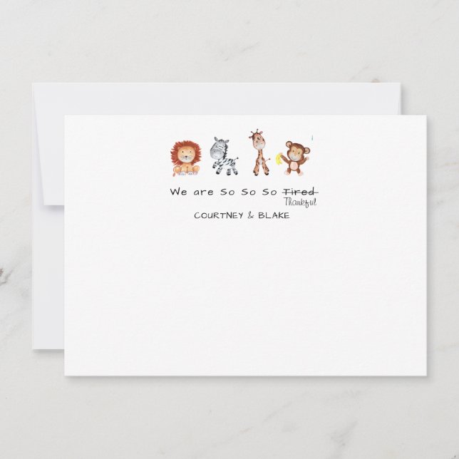 Carte de remerciements d'animaux de jungle (Devant)