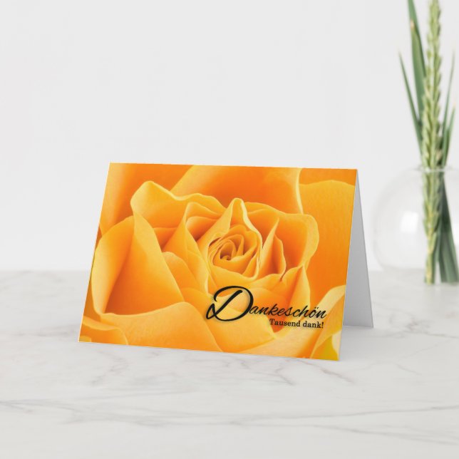 Carte De Remerciements Danke Yellow Rose Blond Allemand (Devant)