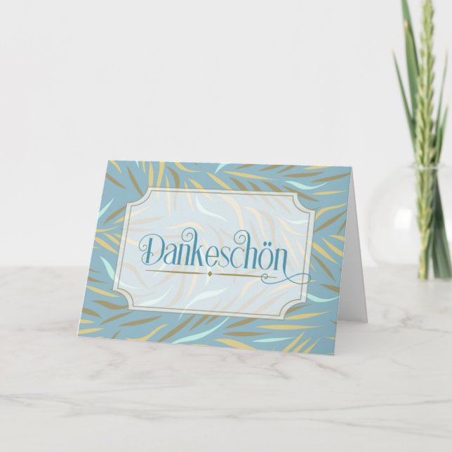 Carte De Remerciements Dankeschon Sky Blue Botanique Allemand (Devant)