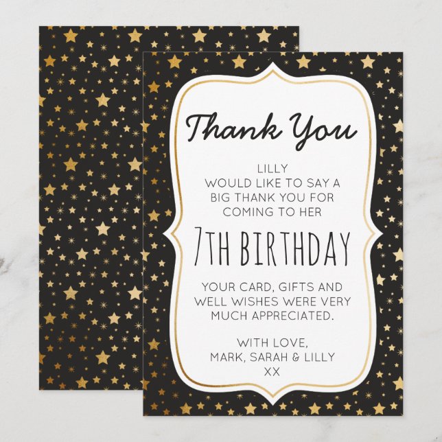 Carte de remerciements d'anniversaire à thème magi (Devant / Derrière)