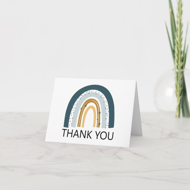 Carte de remerciements d'anniversaire bleu arc-en- (Devant)
